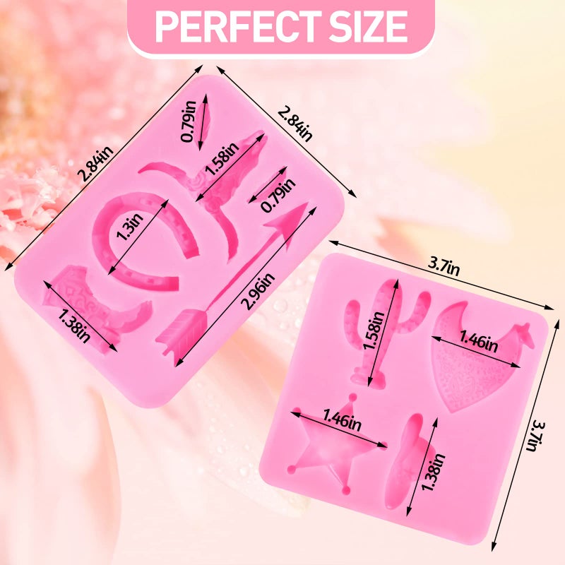 Hoolerry مجموعة من 8 قوالب شوكولاتة على شكل رأس ثور من السيليكون على شكل رعاة غربيين، سهم ريش، حذاء، حافر حصان، قالب فوندان، قالب حذاء شوكولاتة، قوالب فوندان ومعجون سكر، زينة كعكة كب كيك للخبز - Image 2