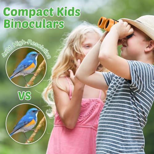 HI-BOOM Hiboom 8 Set Kids Binoculars Bulk Shockproof Folding Children Mini Compact Binoculars Compass Magnifying Glass for 3-12 Years Boys Girls Kids Bird Watching Camping Outdoor Play - Image 4