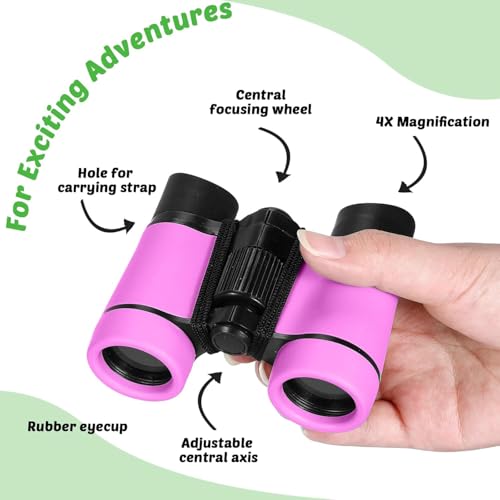 HI-BOOM Hiboom 8 Set Kids Binoculars Bulk Shockproof Folding Children Mini Compact Binoculars Compass Magnifying Glass for 3-12 Years Boys Girls Kids Bird Watching Camping Outdoor Play - Image 3