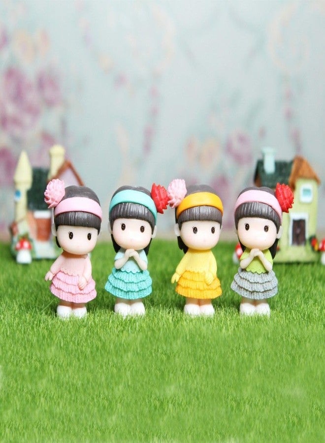 ARUNA DECOR Miniature Girls Figurines Set of 4 PVC | Mini Garden Decor Accessories | Dollhouse Decoration Items | Fairy Garden Miniatures for Kids & Craft Lovers - Image 1
