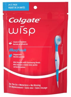 Colgate Max Fresh Wisp Disposable Mini Toothbrush, Peppermint - 24 Count  - Image 1