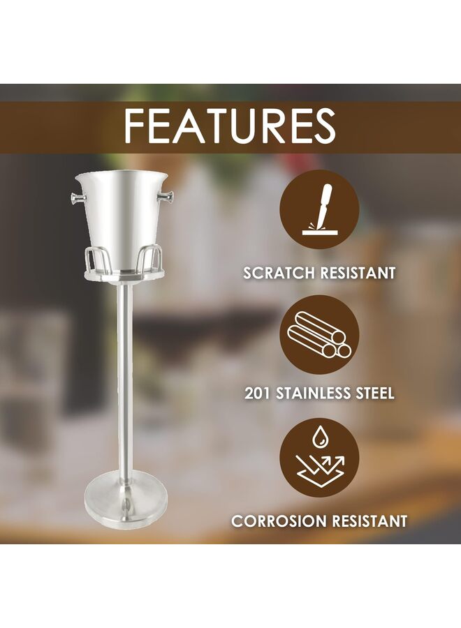 Silver Ice Bucket with Stand, Handles, Scoop and Bottle Opener, Gallon Ice Cooler Bucket for Beer, Wine Chiller, Outdoor or Indoor Use - Image 2
