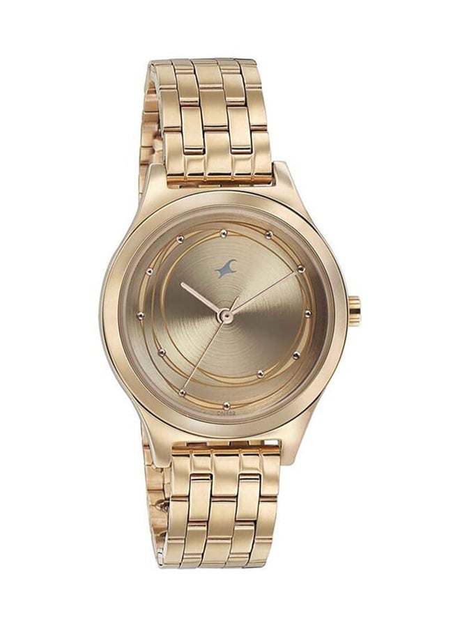 fastrack ساعة حزام ستانلس ستيل بقرص ذهبي للفتيات 6152Wm01 - Image 2