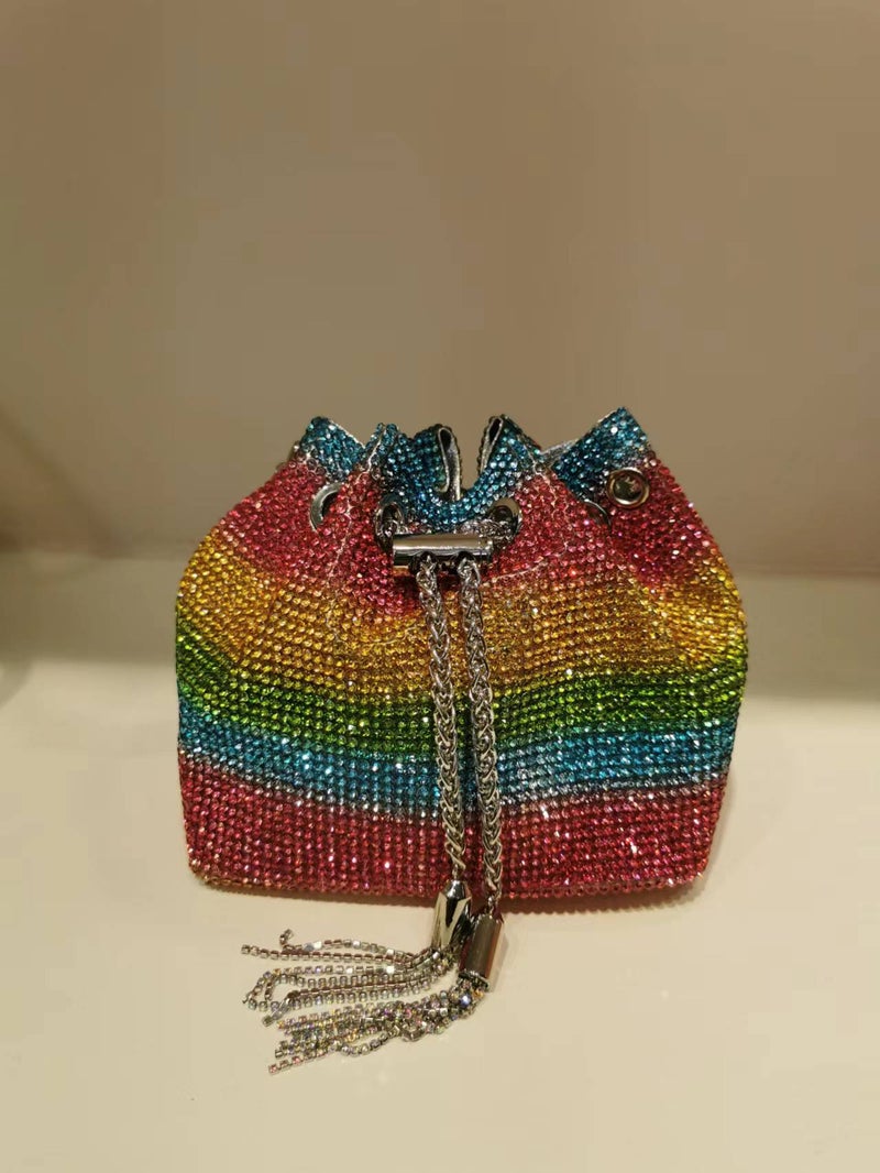 2025 Shenglu Flame Stone Bucket Drawstring Diamond Rhinestone Women'S Shoulder Chain Bag Women Bag - Image 1