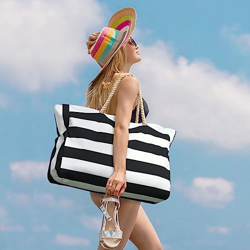Becokan Beach Bag Large Beach Tote Bag for Women Waterproof Sandproof Swim Pool Bag With Zipper - Image 5
