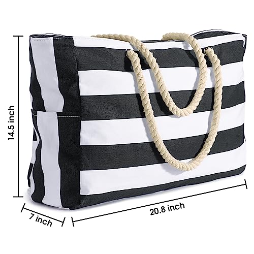 Becokan Beach Bag Large Beach Tote Bag for Women Waterproof Sandproof Swim Pool Bag With Zipper - Image 4