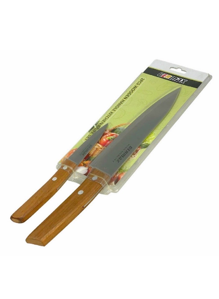 جيرماكس 2 قطعة GERMAX مجموعة سكاكين مع مقبض خشبي - Image 2