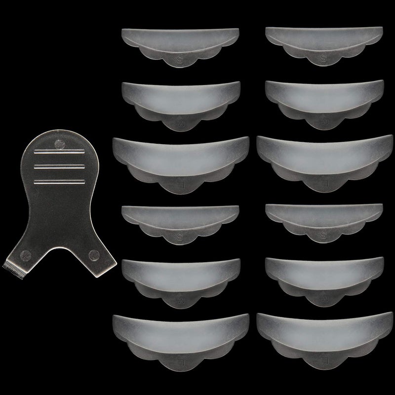 Silicone Eyelash Perming Tool Set, Include 6 Pairs Eyelash Perming Curler Silicone Pad and Lash Y Brush, 13 Pieces Totally