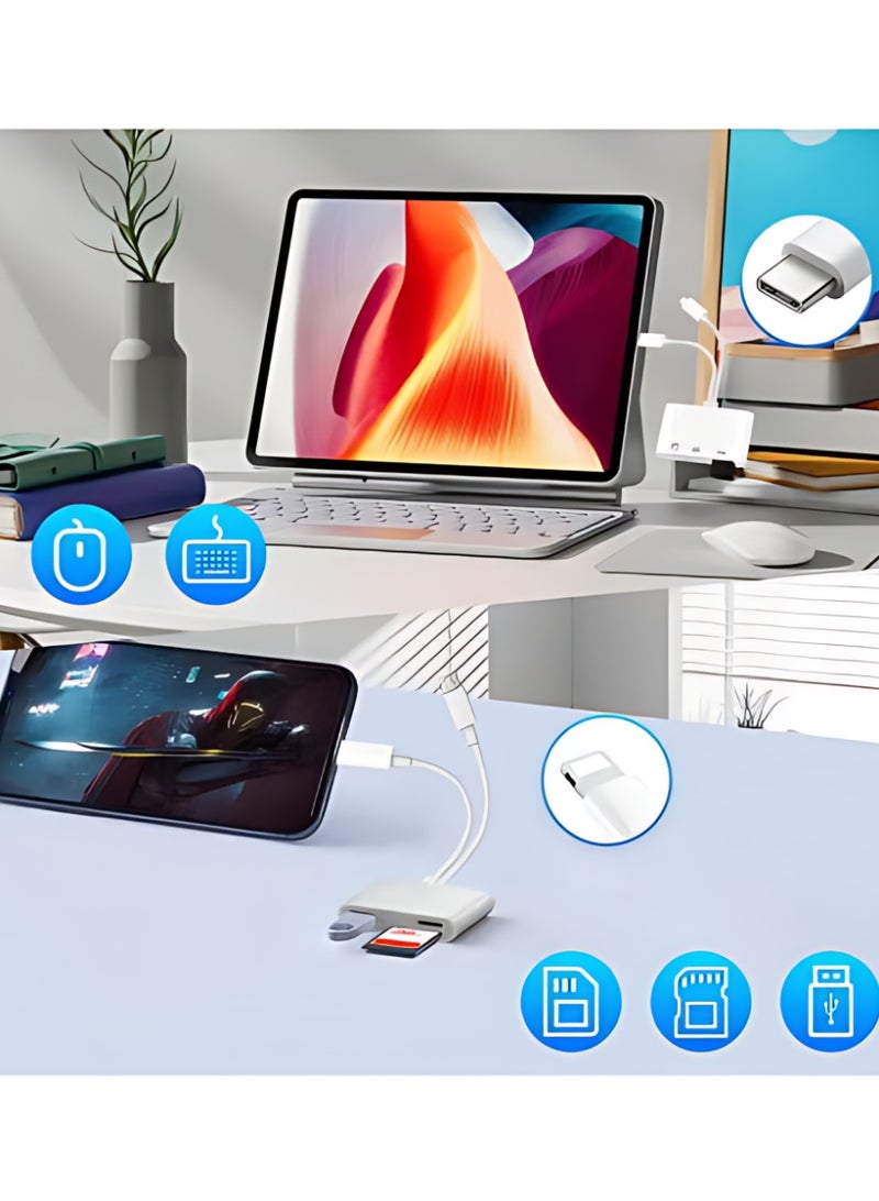 SD Card Reader 3-in-2 for iPhone & USB-C Devices, High-Speed Memory Card Adapter with Dual SD/TF Slots, Plug & Play Camera Card Viewer, Compatible with iPhone, iPad, Huawei & Type-C Smartphone - Image 3