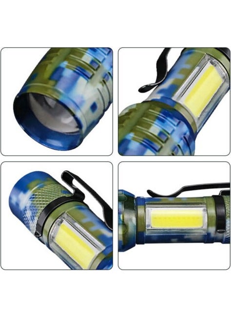 Neler Geldi Neler Powerful LED USB Rechargeable Mini Flashlight 2 Modes Side LED Flashing Earthquake Flashlight Camping Lantern with Camouflage Pattern  - Image 3