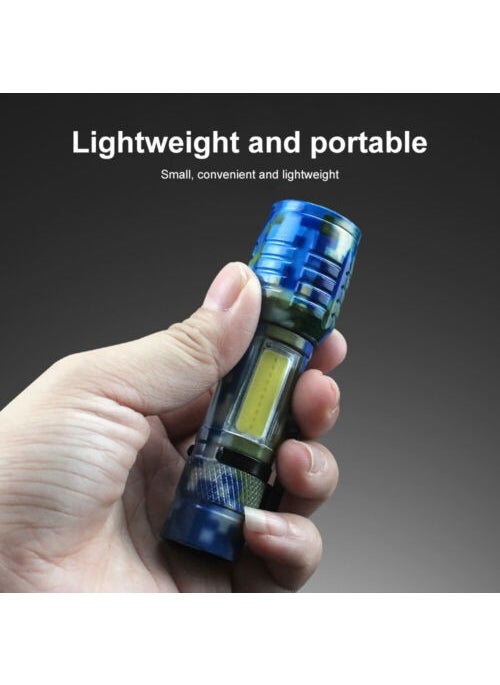 Neler Geldi Neler Powerful LED USB Rechargeable Mini Flashlight 2 Modes Side LED Flashing Earthquake Flashlight Camping Lantern with Camouflage Pattern  - Image 5
