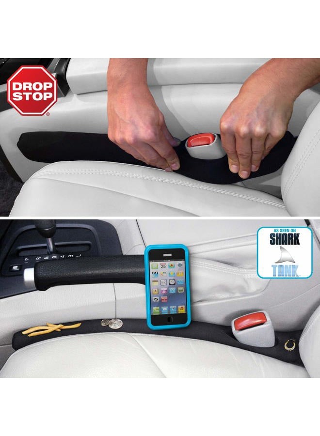 Drop Stop The Original Patented Car Seat Gap Filler (As Seen On Shark Tank) - Between Seats Console Organizer, Set of 2 and Slide Free Pad and Light - Image 1