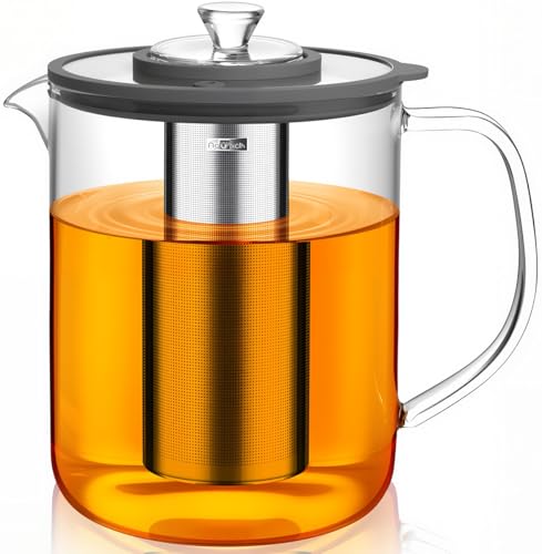 Aquach 85oz Large Glass Teapot & Tea Maker- Stovetop & Dishwasher Safe, Plastic-Free Borosilicate Glass Tea Kettle for Loose Leaf & Iced Tea - Image 1
