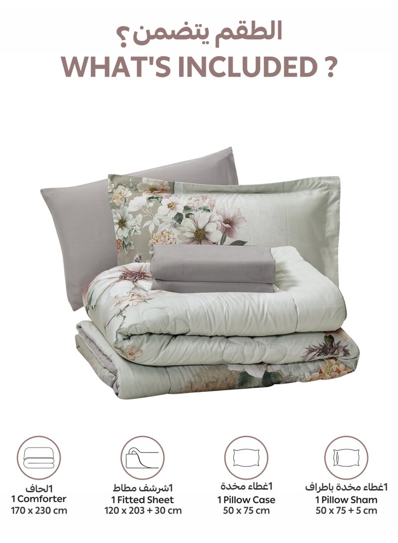 Donetella Bedding Comforter Set, twin Size Fits 120x200 cm - 4-Pcs Digital Print Quilted Bed Set, Microfiber Fabric - 1 Comforter, 1 Fitted Sheet, 1 Pillow Shams, 1 Pillowcases. - Image 4