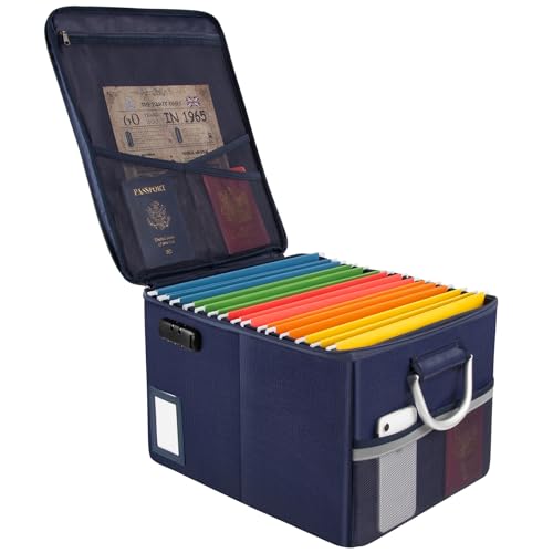 TOMKID Fireproof Document Box Fire Proof Safe Box for Home Document Organizer with Lock Fire Organizer Box Office Storage Cabinet for Hanging LetterLegal Folder 161 x 129 x 11in Blue - Image 1