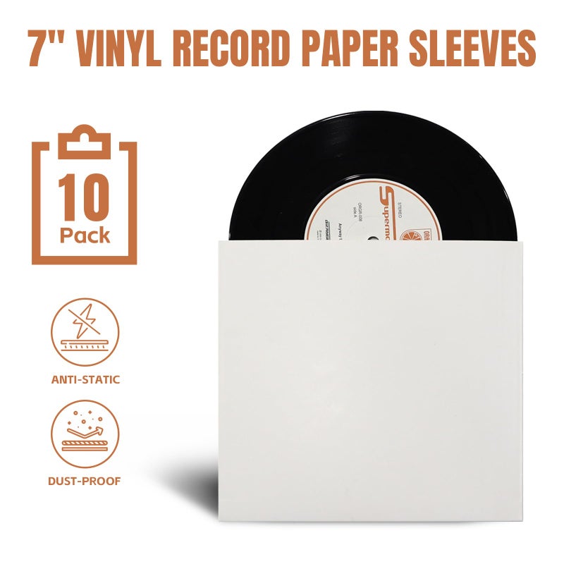 sdroceRyaM 7'' Record Cardboard Outer Jackets White EP Jacket Covers Anti-Static Vinyl Record Paper Protection Covers for 45 RPM 7 Inch Record - 10 Pack - Image 2