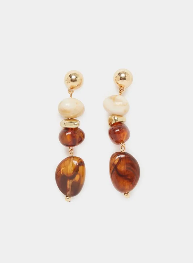 Styli Brown Stone Dangle Earrings