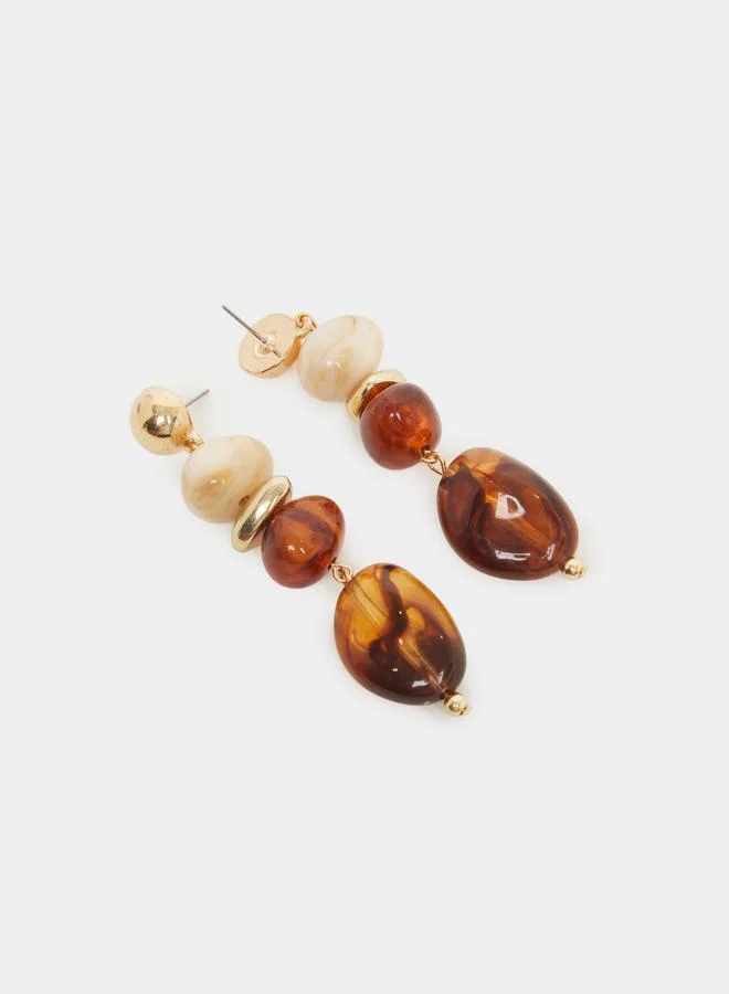 Styli Brown Stone Dangle Earrings