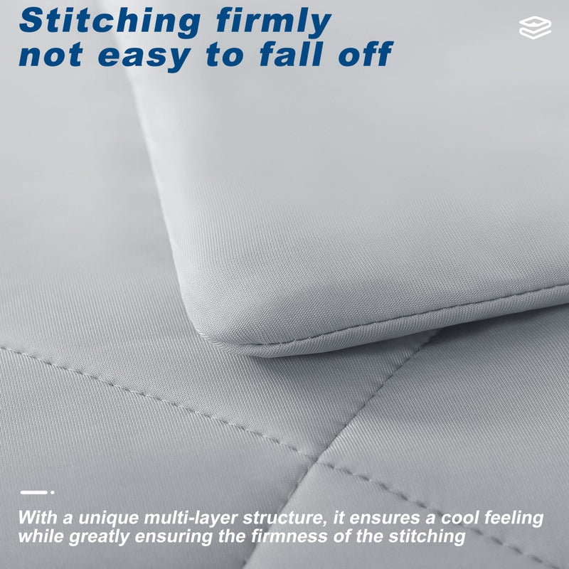 bedsmile Cooling Comforter Queen Size, Double-Sided Cold Tech Fabric Quilted Bed Comforters Cooling Blanket for Hot Sleepers, Breathable Lightweight Summer Bedding, All-Season Ice Blanket, Light Gray - Image 4