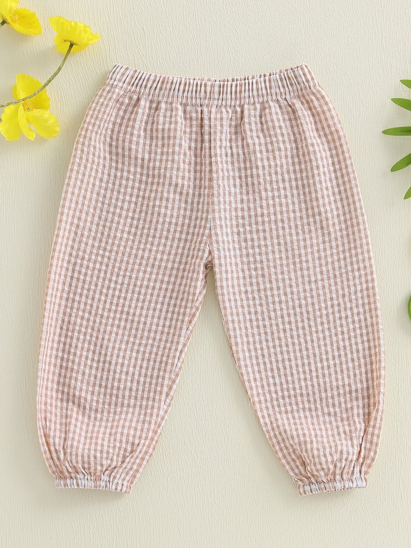 Kids Girls Boys Jogger Pants Loose Plaid Print Elastic Waist Trousers Casual Bottoms for Toddler Newborn Infant - Image 4