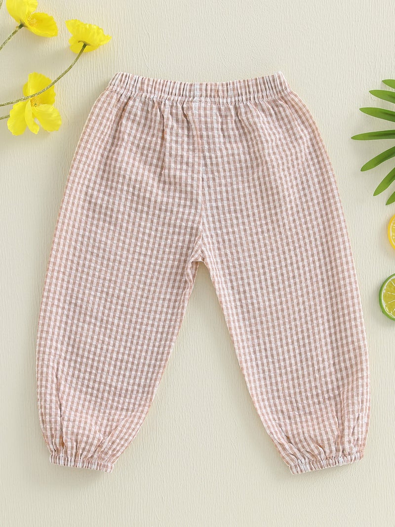 Kids Girls Boys Jogger Pants Loose Plaid Print Elastic Waist Trousers Casual Bottoms for Toddler Newborn Infant - Image 5