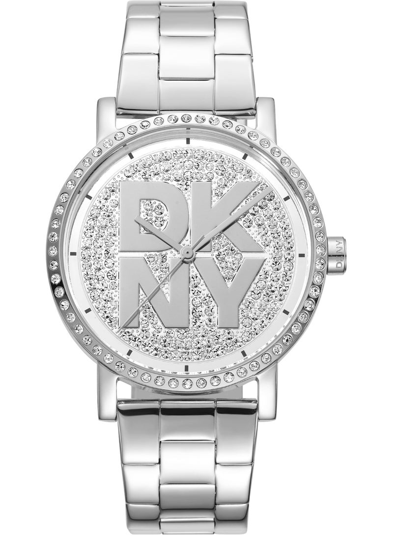 DKNY سوهو لوجو Dk1L035M0205 - ساعة كوارتز أنثوية من الفولاذ المقاوم للصدأ 3 عقارب - Image 1