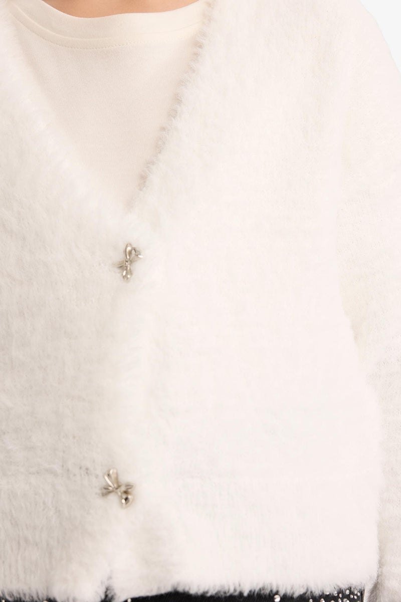 ديفاكتو كارديجان تريكو بناتي ملمس ناعم بأزرار - Image 5