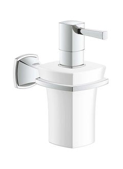Grohe Grandera Soap Dispenser 12×10 cm -Silver/White  - Image 1