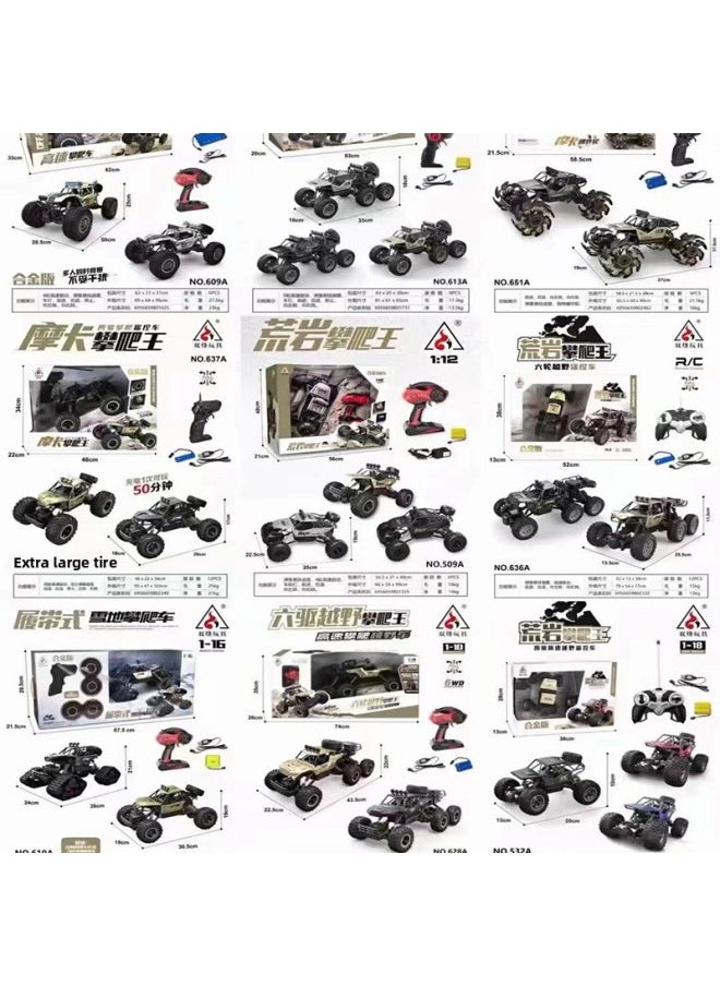 Generic Mocha Remote Control Climbing Car Toy Car Drift Car Model Shuangfeng Remote Control Car Boy Charging Wireless Control Big Foot-Color:627A(3.6 Climbing Car, 1:16)(4 PCs)  - Image 2
