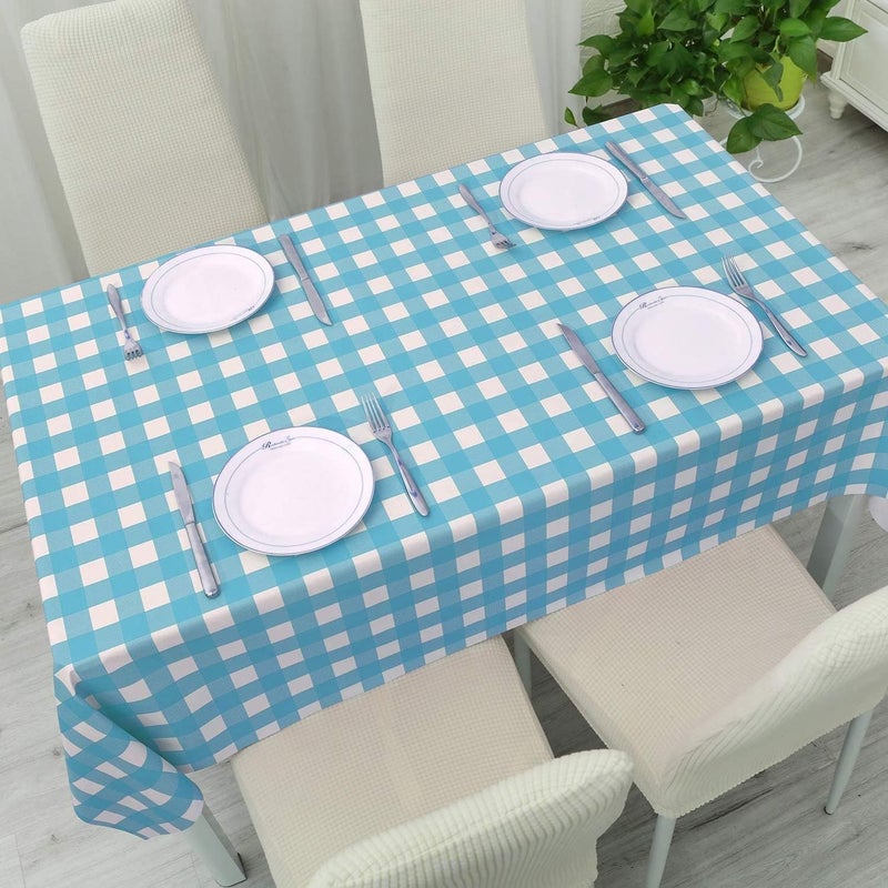 Obstal Room to room portable 100% Waterproof Vinyl Table Cloth, Oil-Proof Spill-Proof PVC Rectangle Tablecloth, Wipeable Plastic Table Cover for Outdoor, Picnic, Camping?Light Blue,52x70 Inches Space saving - Image 5