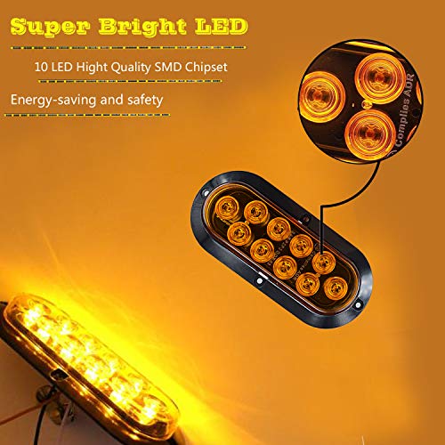 NBWDY 2Pcs Waterproof 6in Oval Sealed Turn Signal Light Front Rear Amber Side Marker Light Trailer Tail LED Light Kit for Pickup Truck Trailer Bus Caravan RV UTV ATV Boat Camper Van Golf Cart - Image 2