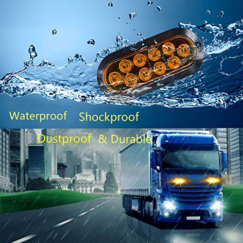 NBWDY 2Pcs Waterproof 6in Oval Sealed Turn Signal Light Front Rear Amber Side Marker Light Trailer Tail LED Light Kit for Pickup Truck Trailer Bus Caravan RV UTV ATV Boat Camper Van Golf Cart - Image 5