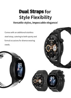 WAPIK Korean Brand Smart Watch ST20，Business Smartwatch, Waterproof Fitness Watch, Bluetooth Calling, Compatible with Android and iOS,Smartwatch For Men, Zinc Alloy Vacuum Plating, Heart Rate Monitoring，Black  - Image 3
