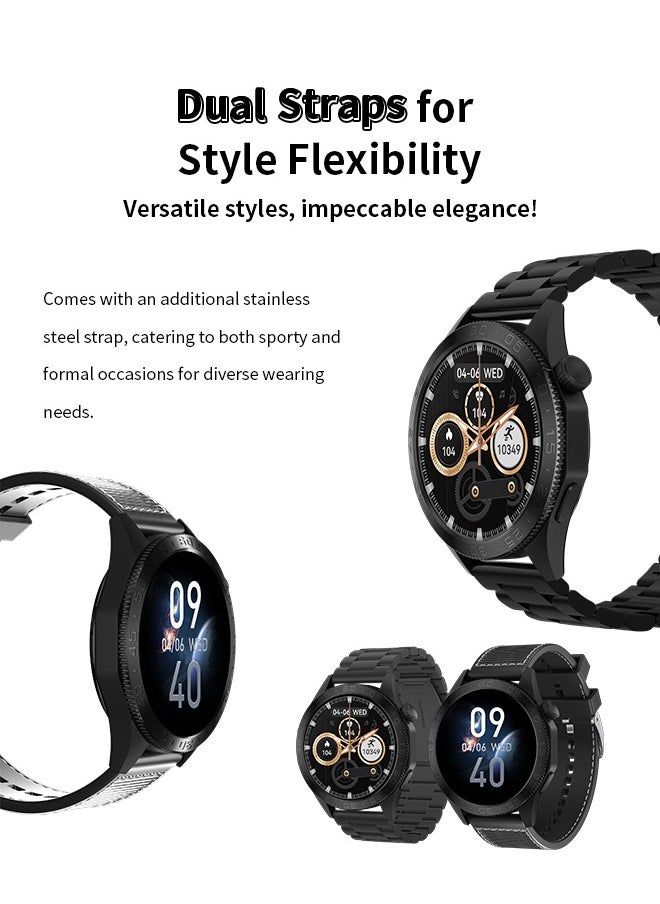 WAPIK Korean Brand Smart Watch ST20，Business Smartwatch, Waterproof Fitness Watch, Bluetooth Calling, Compatible with Android and iOS,Smartwatch For Men, Zinc Alloy Vacuum Plating, Heart Rate Monitoring，Black  - Image 3