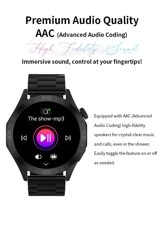 WAPIK - Korean Brand Smart Watch ST20，Business Smartwatch, Waterproof Fitness Watch, Bluetooth Calling, Compatible with Android and iOS,Smartwatch For Men, Zinc Alloy Vacuum Plating, Heart Rate Monitoring，Black - Image 1