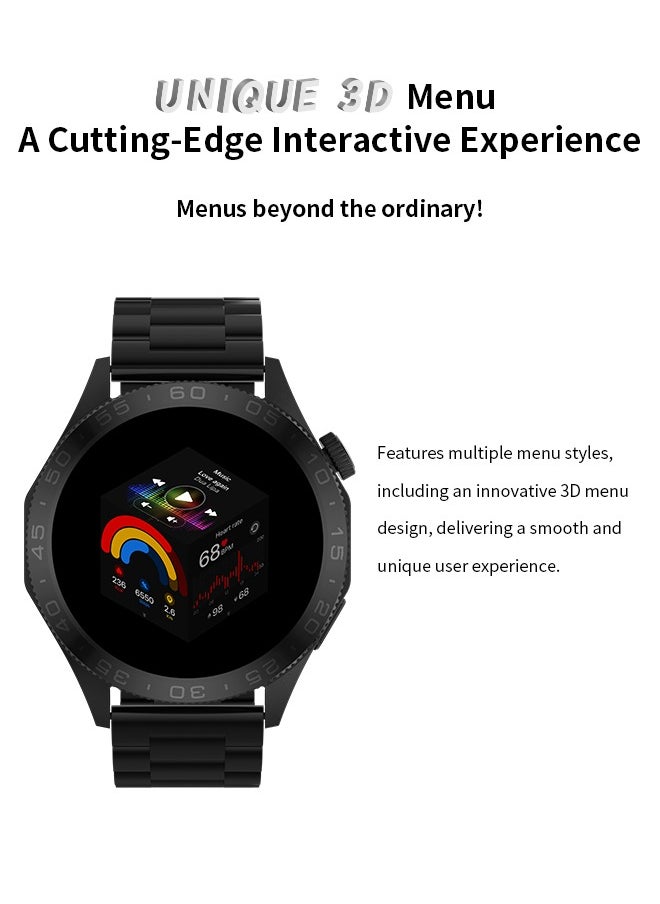 WAPIK - Korean Brand Smart Watch ST20，Business Smartwatch, Waterproof Fitness Watch, Bluetooth Calling, Compatible with Android and iOS,Smartwatch For Men, Zinc Alloy Vacuum Plating, Heart Rate Monitoring，Black - Image 1