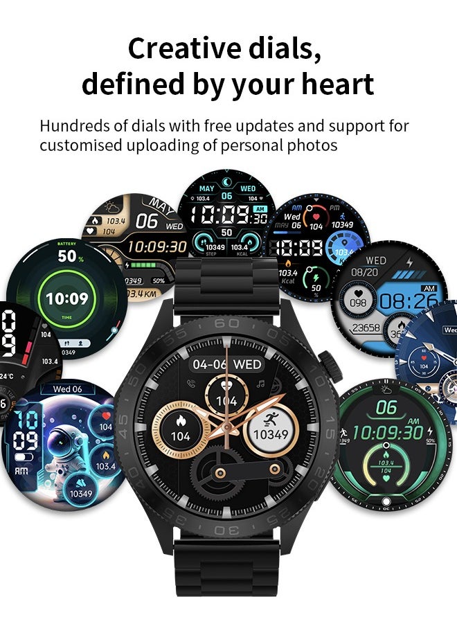 WAPIK - Korean Brand Smart Watch ST20，Business Smartwatch, Waterproof Fitness Watch, Bluetooth Calling, Compatible with Android and iOS,Smartwatch For Men, Zinc Alloy Vacuum Plating, Heart Rate Monitoring，Black - Image 1