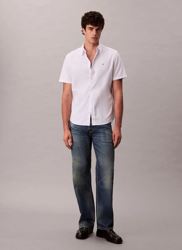Calvin Klein Jeans  Short Sleeve Oxford Cotton Shirt for Men | Best Price UAE