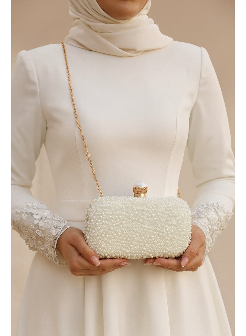 Women's Pearl Beaded Evening Clutch – Luxury Handbag for Weddings & Special Events - Image 2