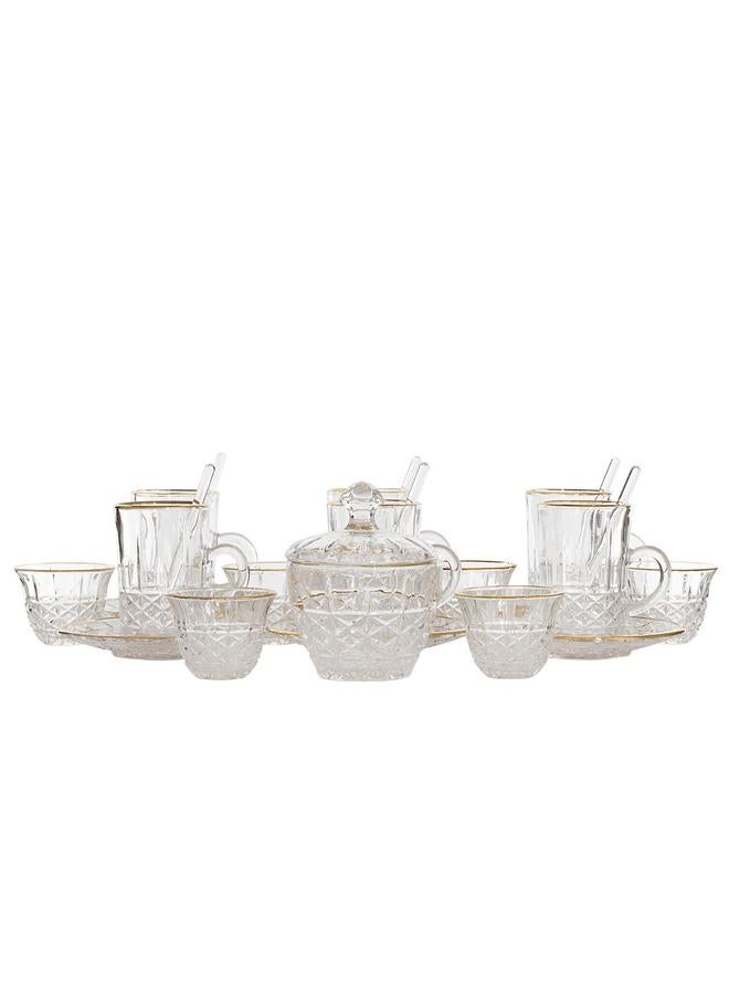 السيف  طقم تقديم بيالات زجاجي 26 قطعة شفاف - Image 1