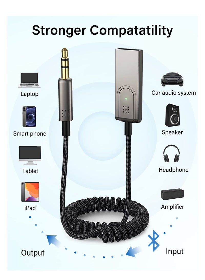 Zikra Bluetooth Aux Adapter Car Bluetooth v5.1 Receiver Jack Audio Adapter for Car Speaker Amplifier Stereo Music - Image 2