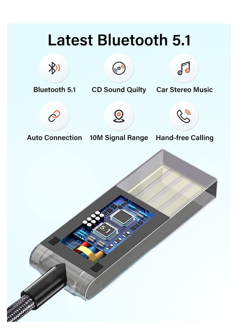 Zikra Bluetooth Aux Adapter Car Bluetooth v5.1 Receiver Jack Audio Adapter for Car Speaker Amplifier Stereo Music - Image 4