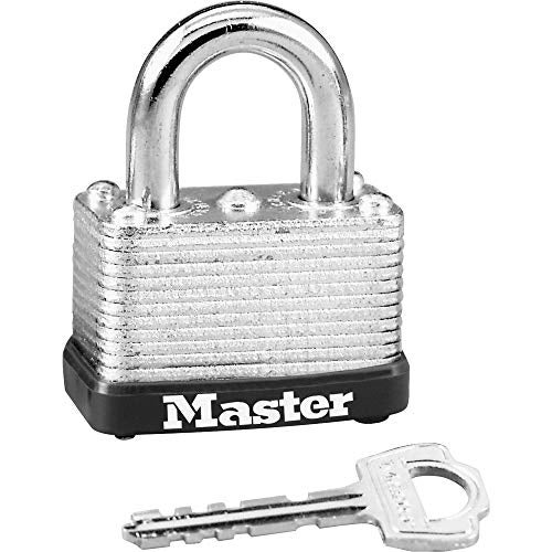 Master Lock Silver Laminated Steel Warded Padlock Keyed Padlock for Indoor or Outdoor Use 112Inch Wide Body 58Inch Shackle Height 22D
