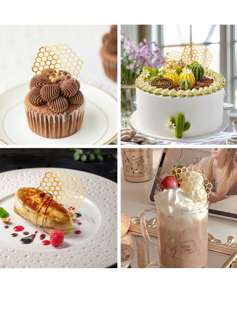 SYOSI قوالب شمع العسل سيليكون، 2 قطع قوالب فوندant مع خلايا نحل 3D مكعبة بهيئة شمع العسل لتزيين الكعك، الطين البوليمر، حلويات السكر - Image 3
