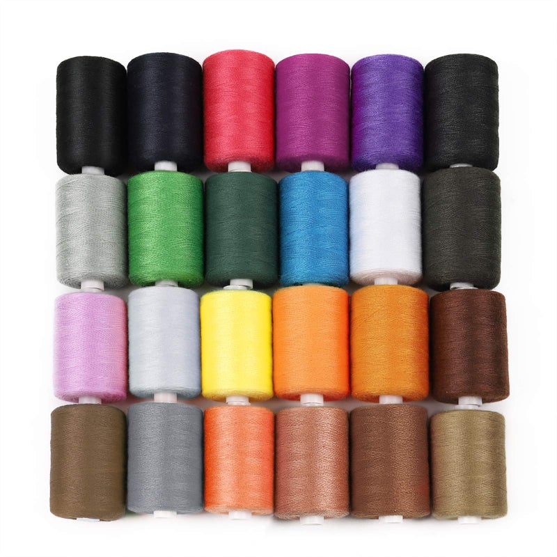 HAITRAL Sewing Thread Sets  24Color Mixed Cotton 1000 Yards for Sewing Machine DIY Projects