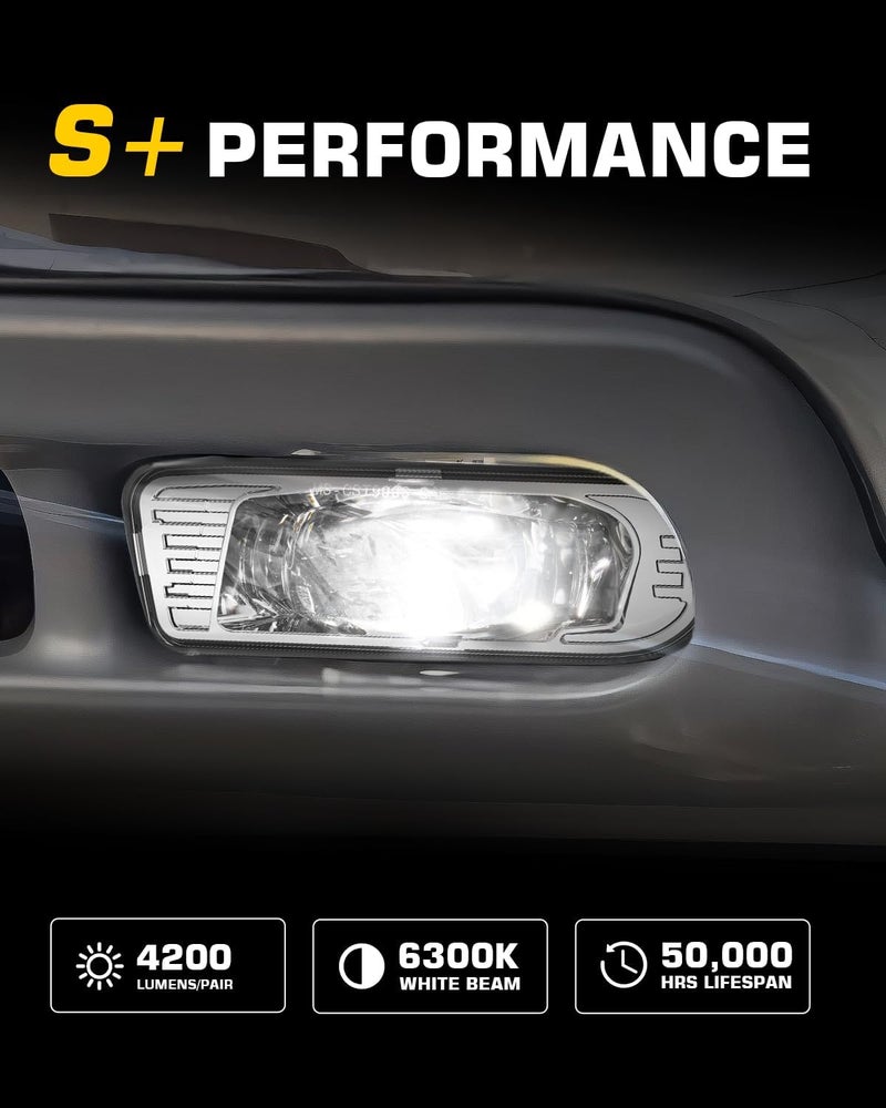 4X4FLSTC LED Fog Lights Replacement for Chevy Silverado, Suburban, Tahoe (1999-2006) - DOT Approved Clear Lens - Chrome - Image 4