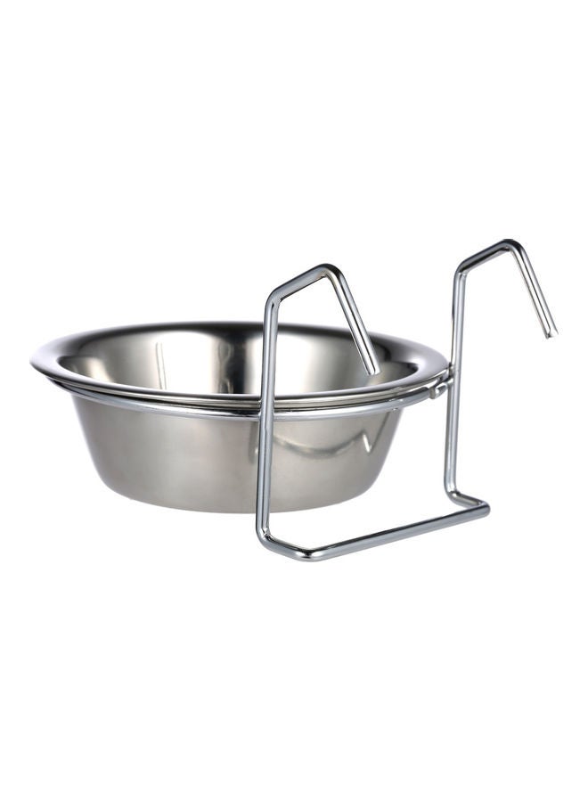 NIBEMINENT Stainless Steel Hanging Pet Cage Bowl Silver - Image 1