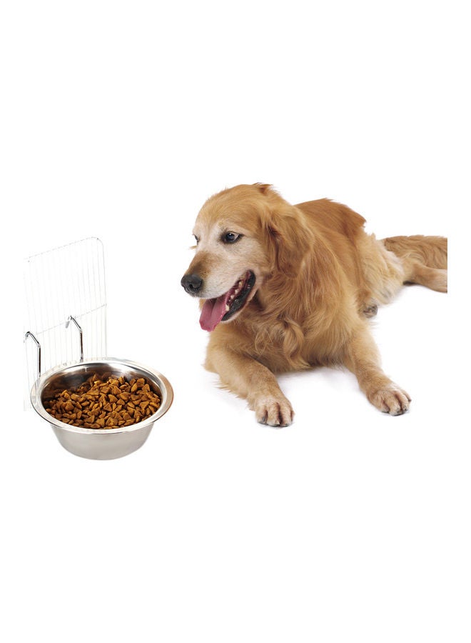 NIBEMINENT Stainless Steel Hanging Pet Cage Bowl Silver - Image 5