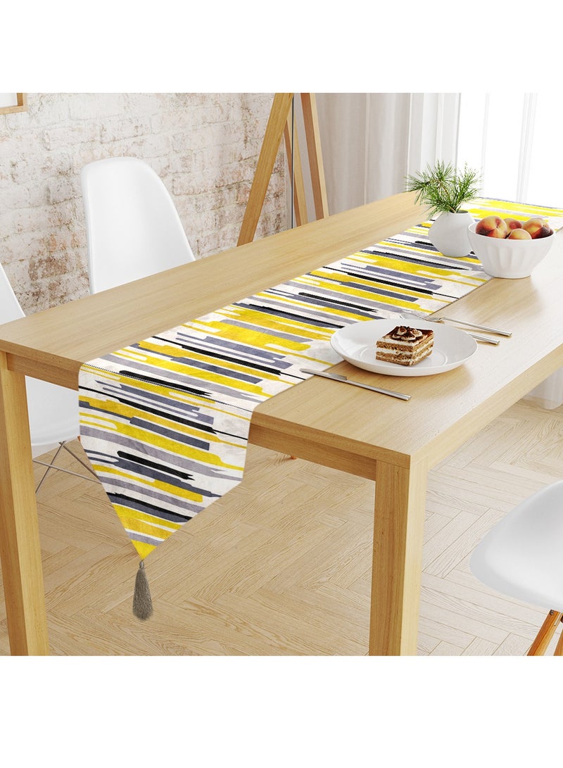 RIZARIES Yellow Grey Black Table Runner