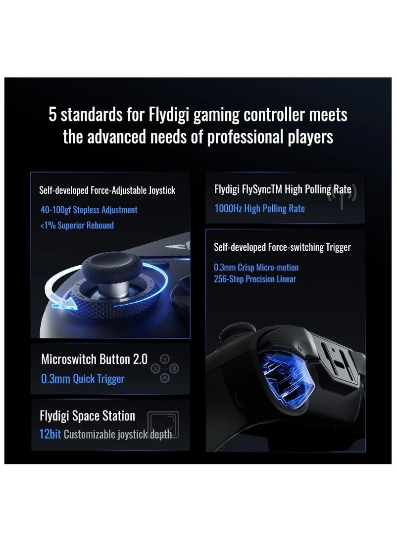 FlyDigi - Vader 4 Pro PC Controller Force Adjustment Lever Joystick Hall & Micro 2-in-1 Triggers 1000Hz Report Rate Stereo Vibration 800mAh Multi-Platform Controller for PC/NS/TV/Android/Laptop - Image 1